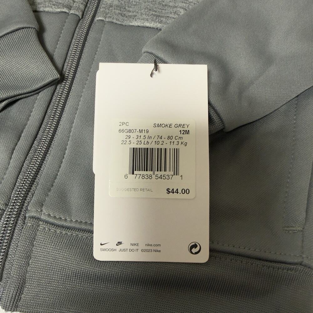 Nike Toddler Boys Therma-FIT Hoodie Joggers Set 12 Months Smoke Grey Volt - Picture 4 of 5